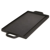 BBQ Tools: 40 cm Reversible Cast Iron Grill & Griddle -Dual-Sided (Flat & Ribbed), Pre-Seasoned, Handles, for Stove-Top & Outdoor Use