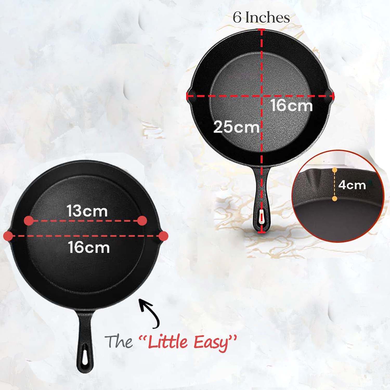 Skillets & Frying Pans: 6inch 16cm Cast Iron Skillet Cookware Chef Quality Pre-Seasoned Pan Pans