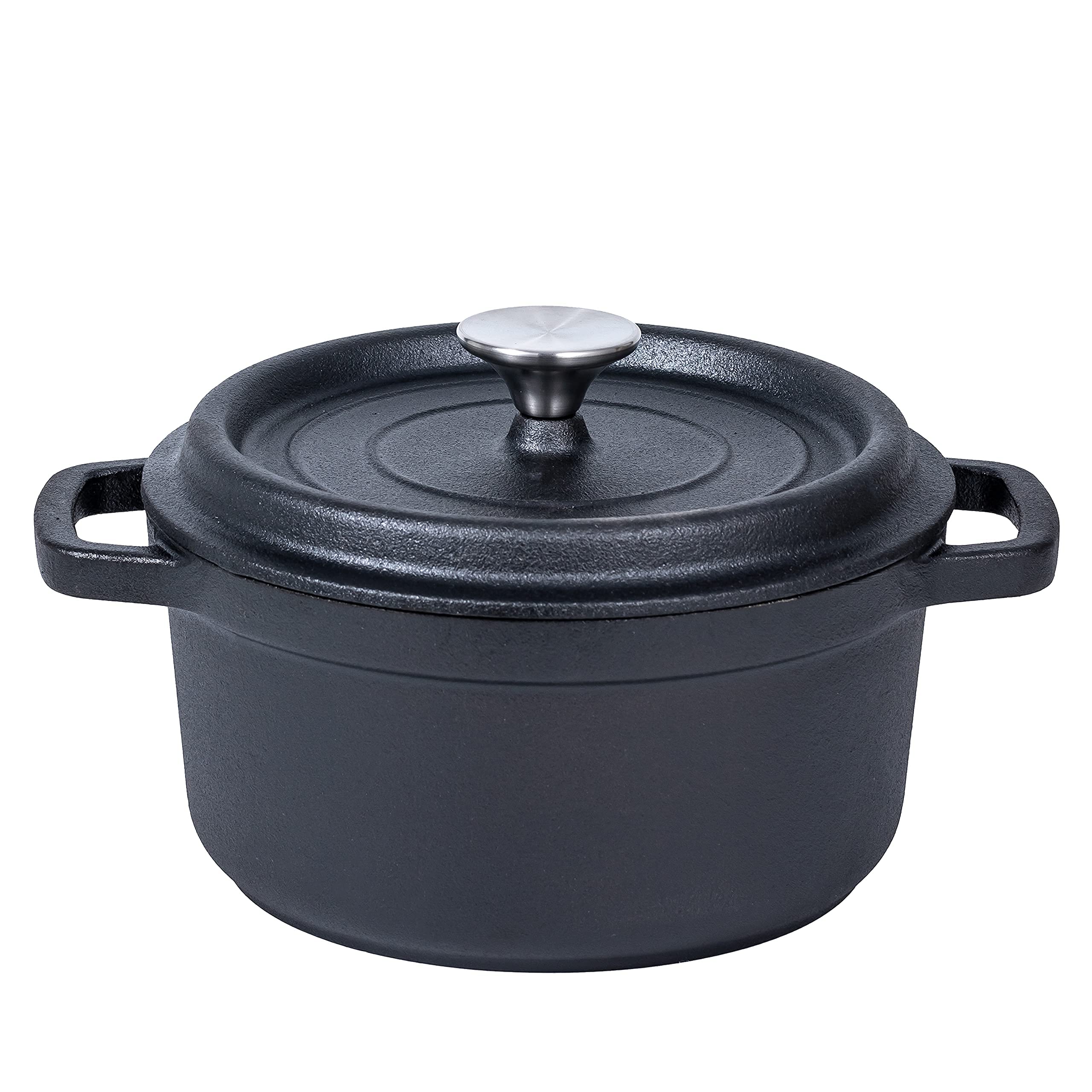 Skillets & Frying Pans: 24cm Pre-seasoned NonStick Cast Iron Dutch Oven Handles Lid Skillet Cookware Braising Pot Pan Casserole