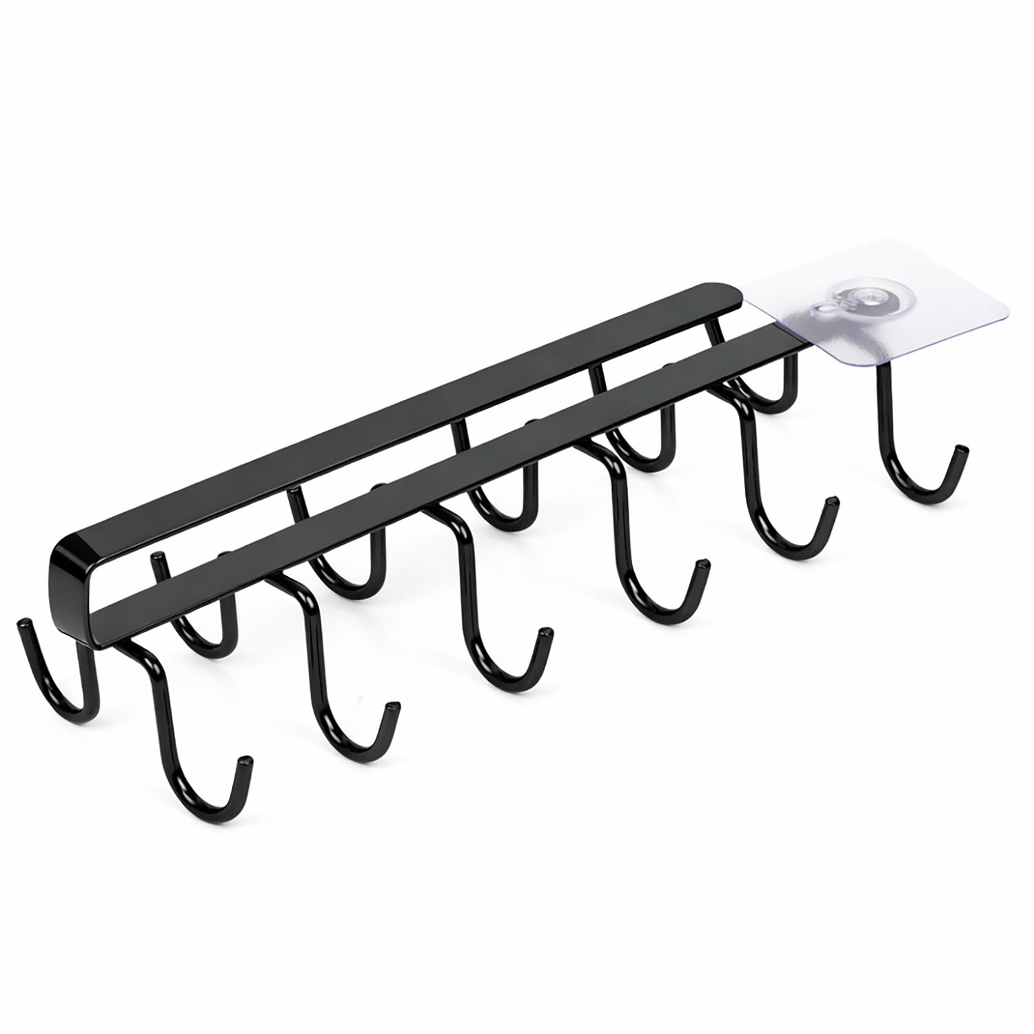 Under Cabinet Mug Holder 12 Hooks No Drill Cup Rack Organizer for Kitchen Storage Black