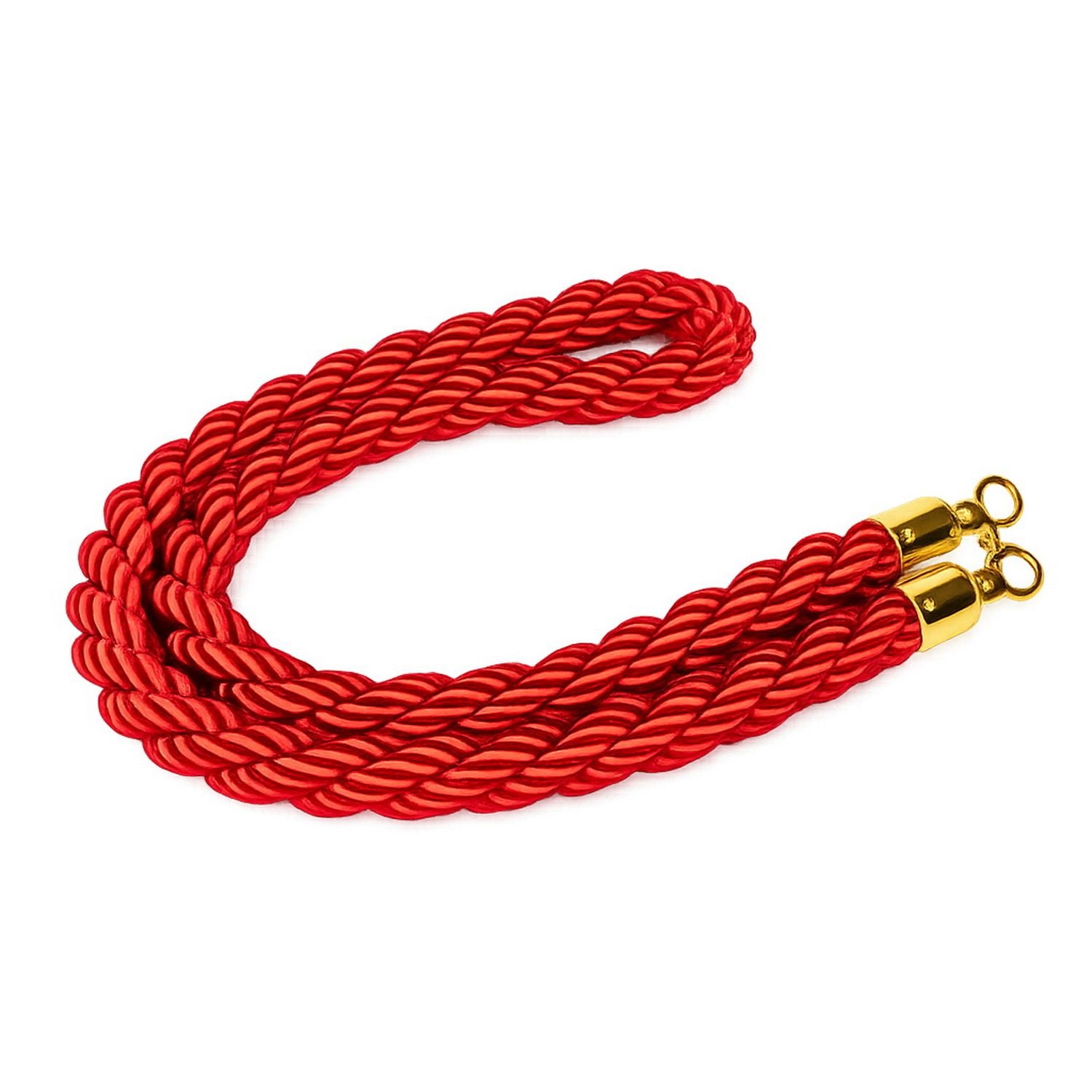Premium Velvet Rope Barrier Queue Rope with Gold Hooks Red 150cm VIP Crowd Control Rope