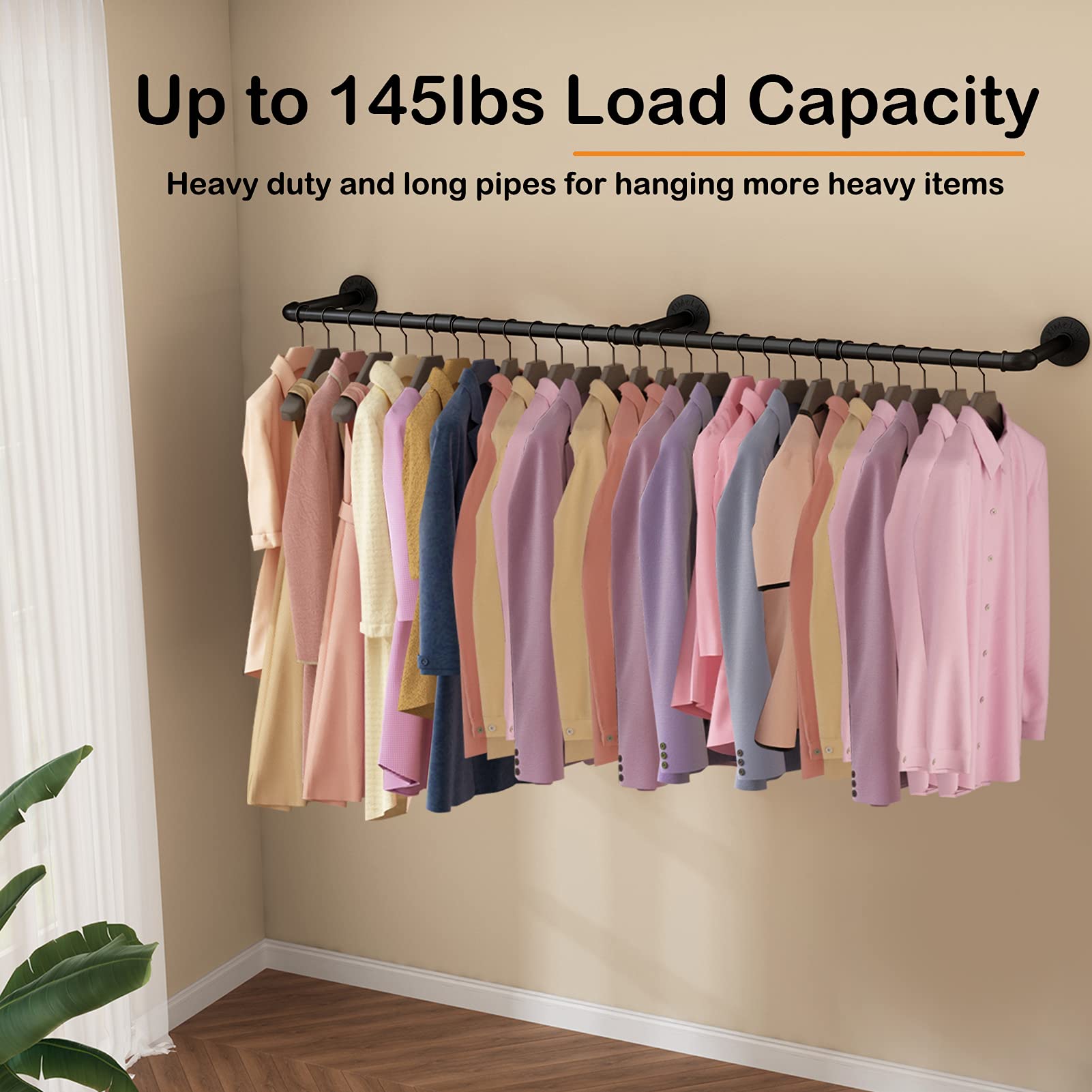 Clothing & Wardrobe Storage: 184cm Clothing Racks for Hanging Clothes Garment Rack Industrial Pipe clothes Rack Drying Rack