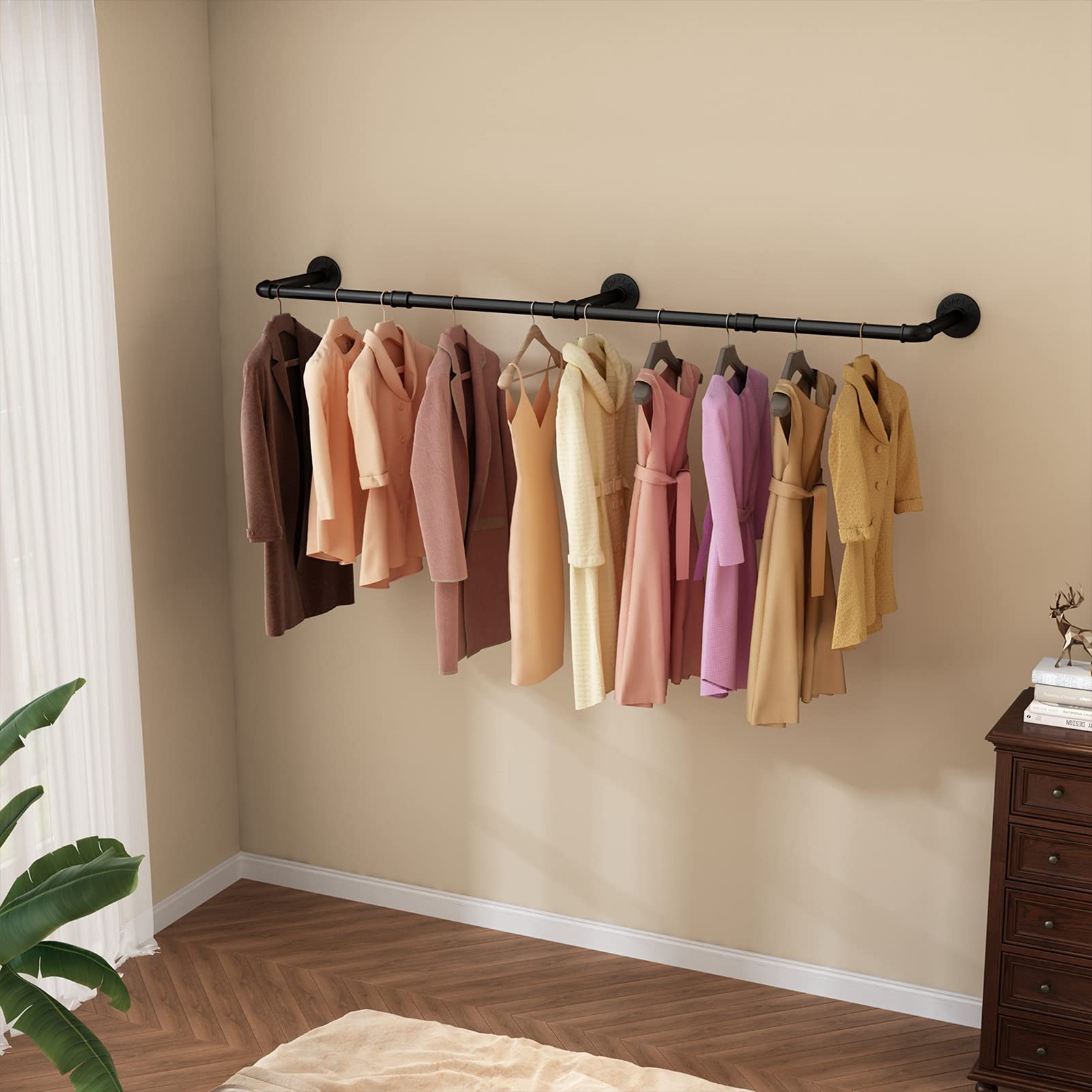 Clothing & Wardrobe Storage: 184cm Clothing Racks for Hanging Clothes Garment Rack Industrial Pipe clothes Rack Drying Rack