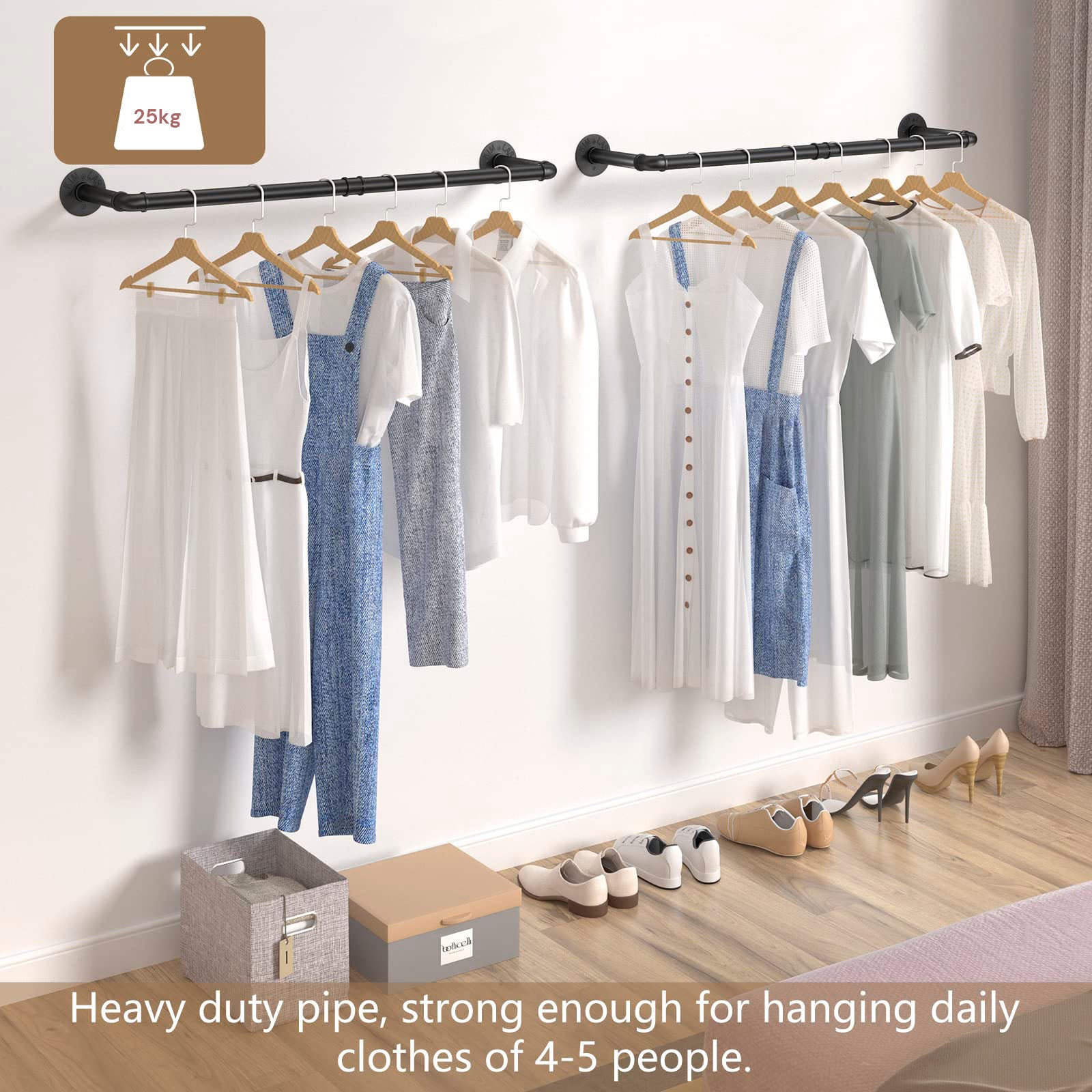 Clothing & Wardrobe Storage: 97cm Clothing Racks for Hanging Clothes Garment Rack Industrial Pipe clothes Rack Drying Rack