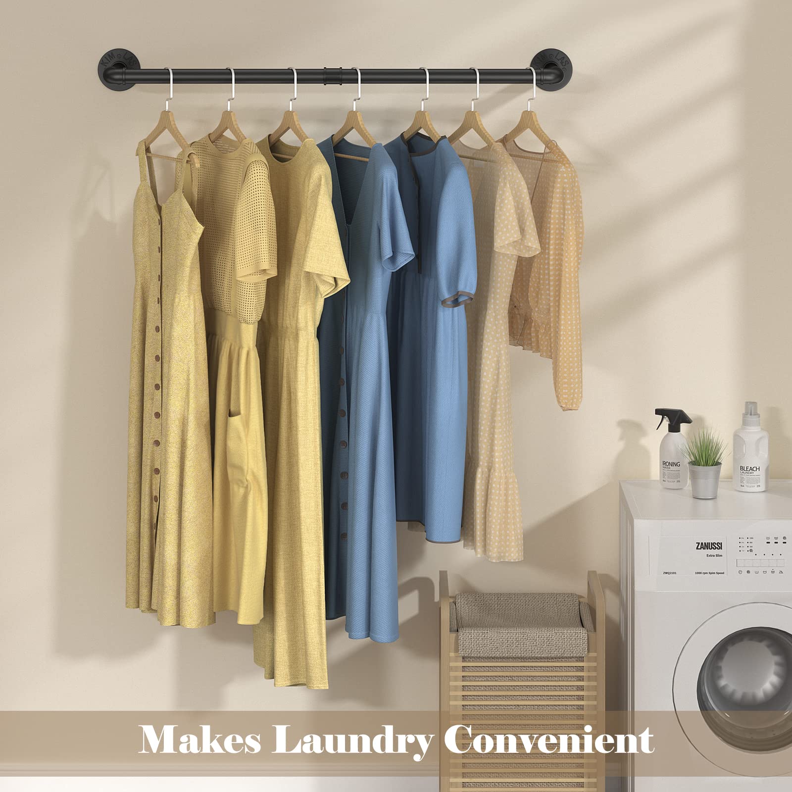 Clothing & Wardrobe Storage: 97cm Clothing Racks for Hanging Clothes Garment Rack Industrial Pipe clothes Rack Drying Rack