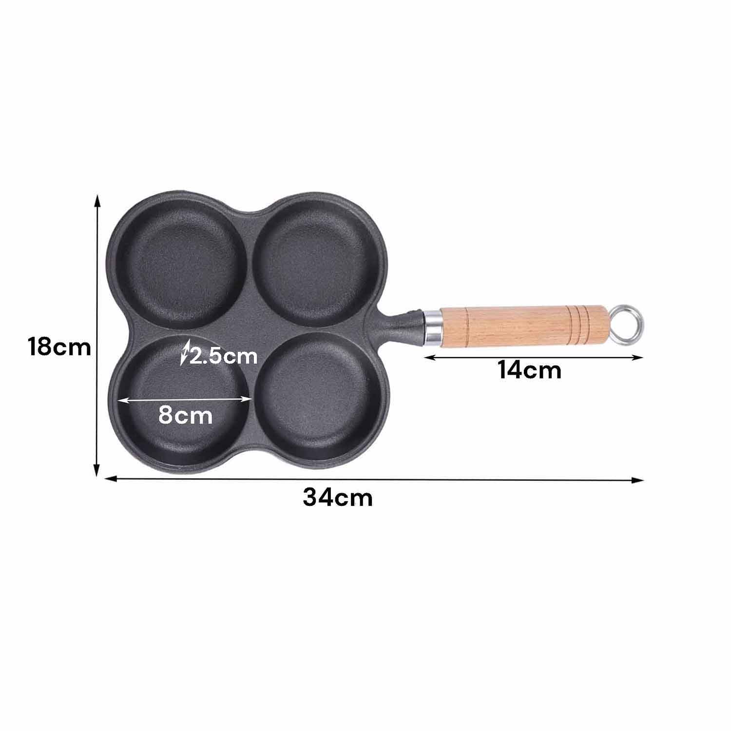 Skillets & Frying Pans: 4 Cup Cast Iron Egg Frying Pan Divided Egg Skillet Pan Fried Egg Pan Cooker Pancake Egg Fryer