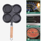 Skillets & Frying Pans: 4 Cup Cast Iron Egg Frying Pan Divided Egg Skillet Pan Fried Egg Pan Cooker Pancake Egg Fryer