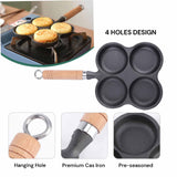 Skillets & Frying Pans: 4 Cup Cast Iron Egg Frying Pan Divided Egg Skillet Pan Fried Egg Pan Cooker Pancake Egg Fryer