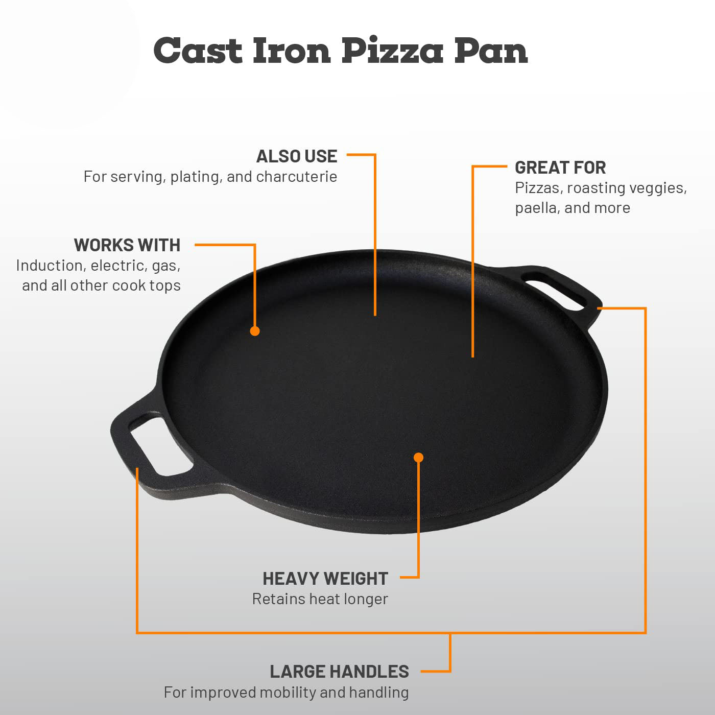 Fire Pits: 13.5" 35cm Pre-Seasoned Cast Iron Pizza Baking Pan Cooking Griddle Stove Oven Grill Campfire