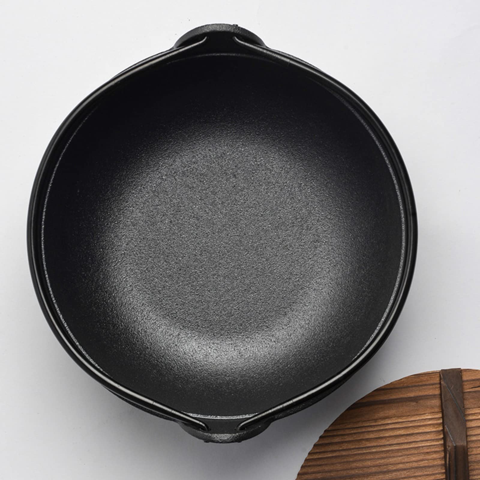 Fire Pits: 29cm Cast Iron Sukiyaki Iron Pot Japanese Shabu Shabu Pot Pan Stockpot Wooden Lid Home Camping Picnic