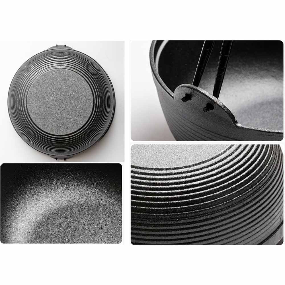 Fire Pits: 29cm Cast Iron Sukiyaki Iron Pot Japanese Shabu Shabu Pot Pan Stockpot Wooden Lid Home Camping Picnic