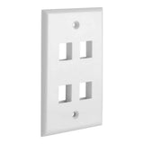 Wall Plates & Covers: 4 Port QuickPort outlet Wall Plate face plate, four Gang White