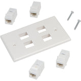 Computer Cables & Adapters: Ethernet Wall Plate 4 Port Cat6 Ethernet Cable Wall Plate Adapter