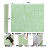 61cm x 10m Green Wallpaper Decor Faux Grasscloth Paper Wall Paper Self Adhesive Removable