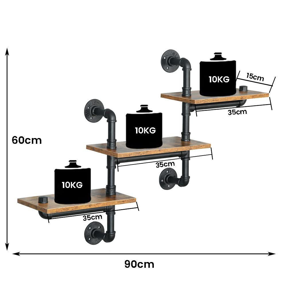 Kitchen & Bathroom DIY: Industrial Pipe Shelving Pipe Shelves Wall Mounted Decor Floating Shelves Retro Rustic Shelf for Bar Kitchen Living Room