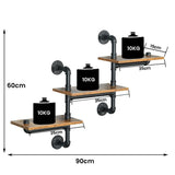 Kitchen & Bathroom DIY: Industrial Pipe Shelving Pipe Shelves Wall Mounted Decor Floating Shelves Retro Rustic Shelf for Bar Kitchen Living Room