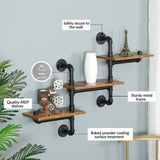 Kitchen & Bathroom DIY: Industrial Pipe Shelving Pipe Shelves Wall Mounted Decor Floating Shelves Retro Rustic Shelf for Bar Kitchen Living Room