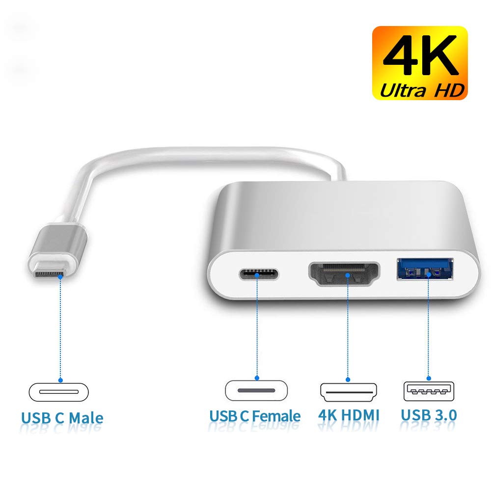 Computer Cables & Adapters: USB C to HDMI Adapter Type C AV Converter 4K HDMI USB 3.0 Port USB-C Female