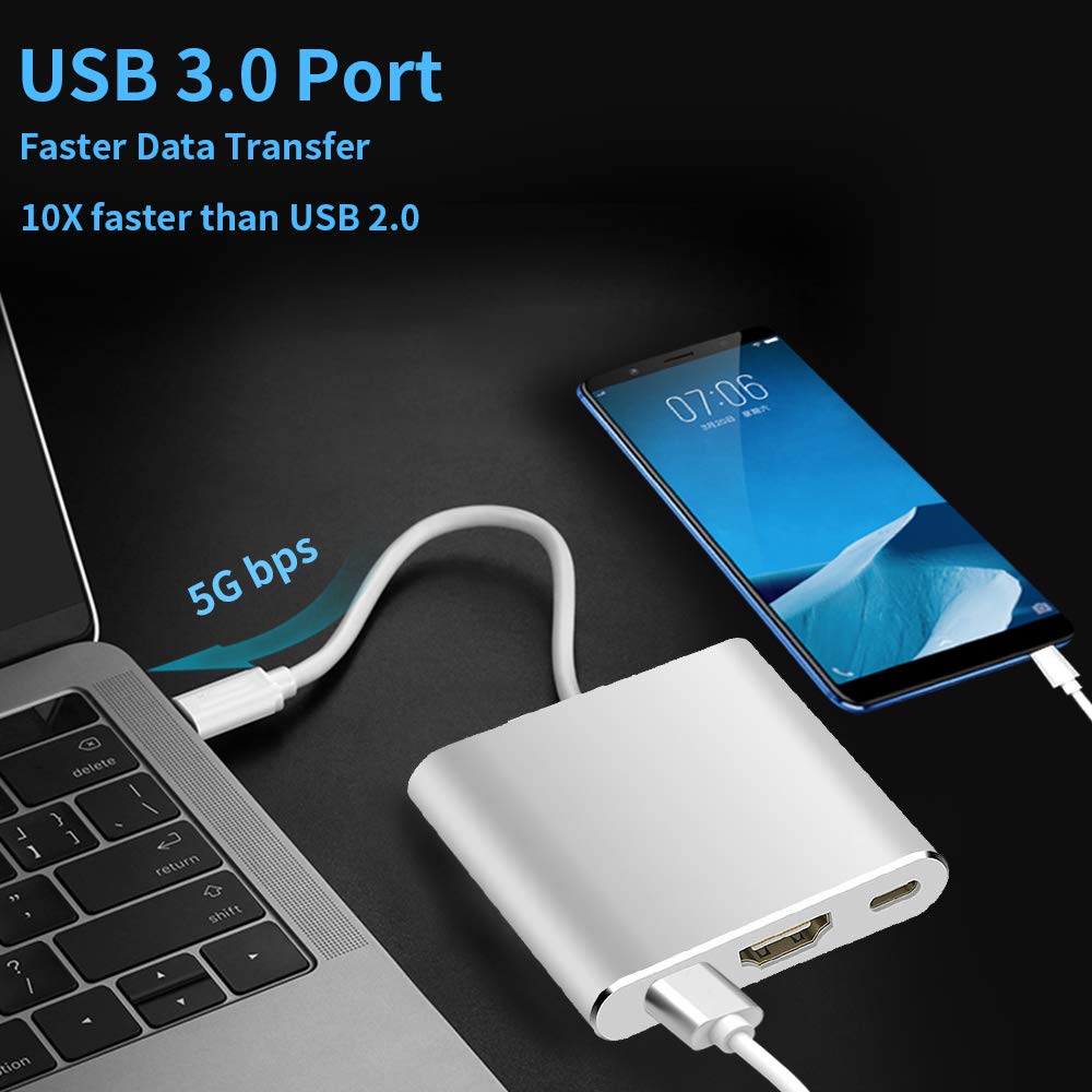 Computer Cables & Adapters: USB C to HDMI Adapter Type C AV Converter 4K HDMI USB 3.0 Port USB-C Female
