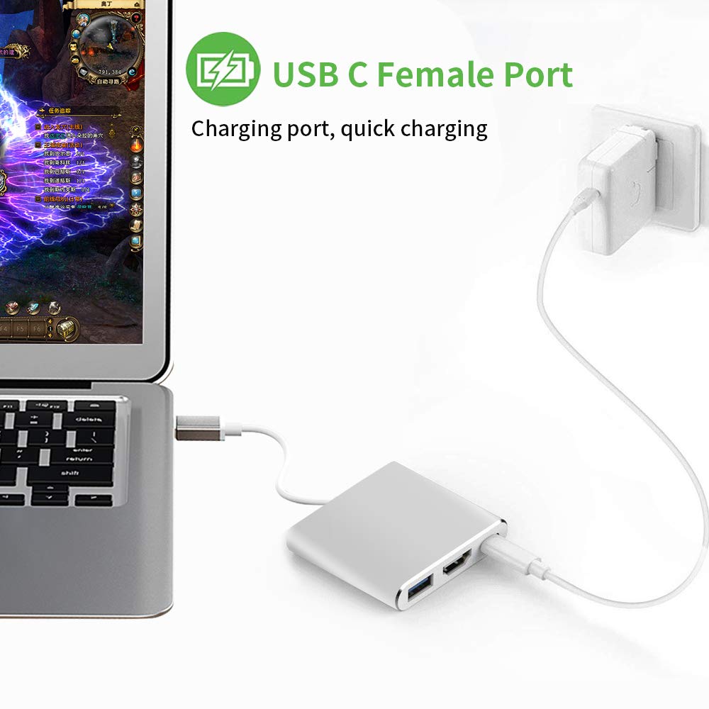 Computer Cables & Adapters: USB C to HDMI Adapter Type C AV Converter 4K HDMI USB 3.0 Port USB-C Female