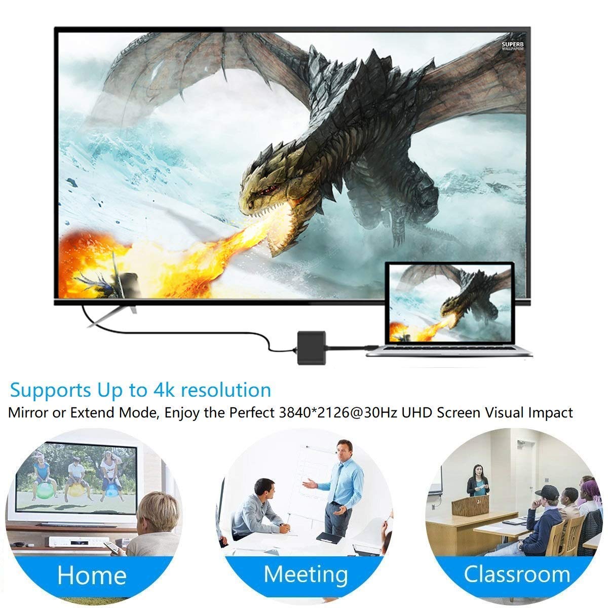 Computer Cables & Adapters: USB C to HDMI Adapter Type C AV Converter 4K HDMI USB 3.0 Port USB-C Female