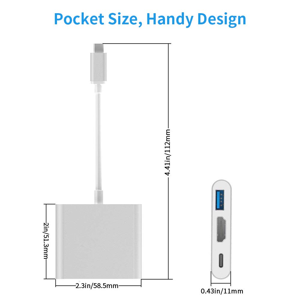 Computer Cables & Adapters: USB C to HDMI Adapter Type C AV Converter 4K HDMI USB 3.0 Port USB-C Female