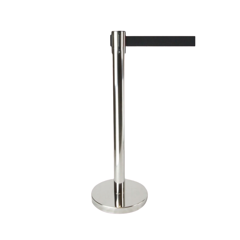 Fencing & Barriers: Retractable Queue Crowd Control Barriers | Silver Pole Black Belt