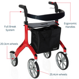 Bikes & Scooters: Let's Fly Mobility Rollator Wheelie Walker - Red