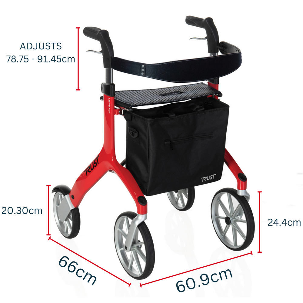 Bikes & Scooters: Let's Fly Mobility Rollator Wheelie Walker - Red
