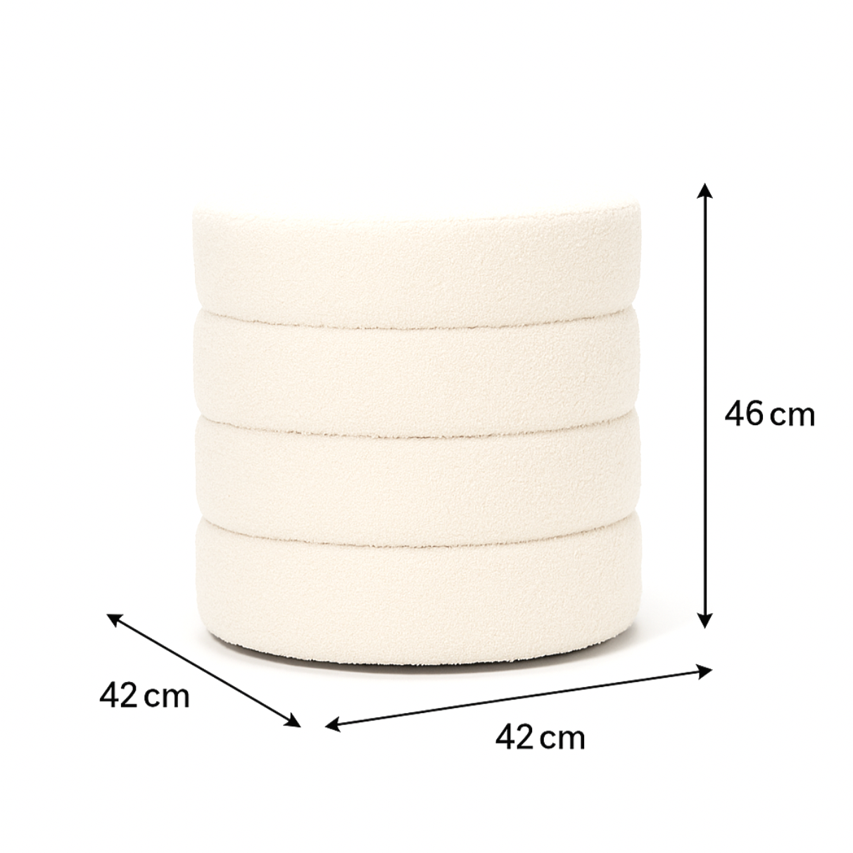 Ottomans & Footstools: Interior Ave - Cleo White Boucle Ottoman
