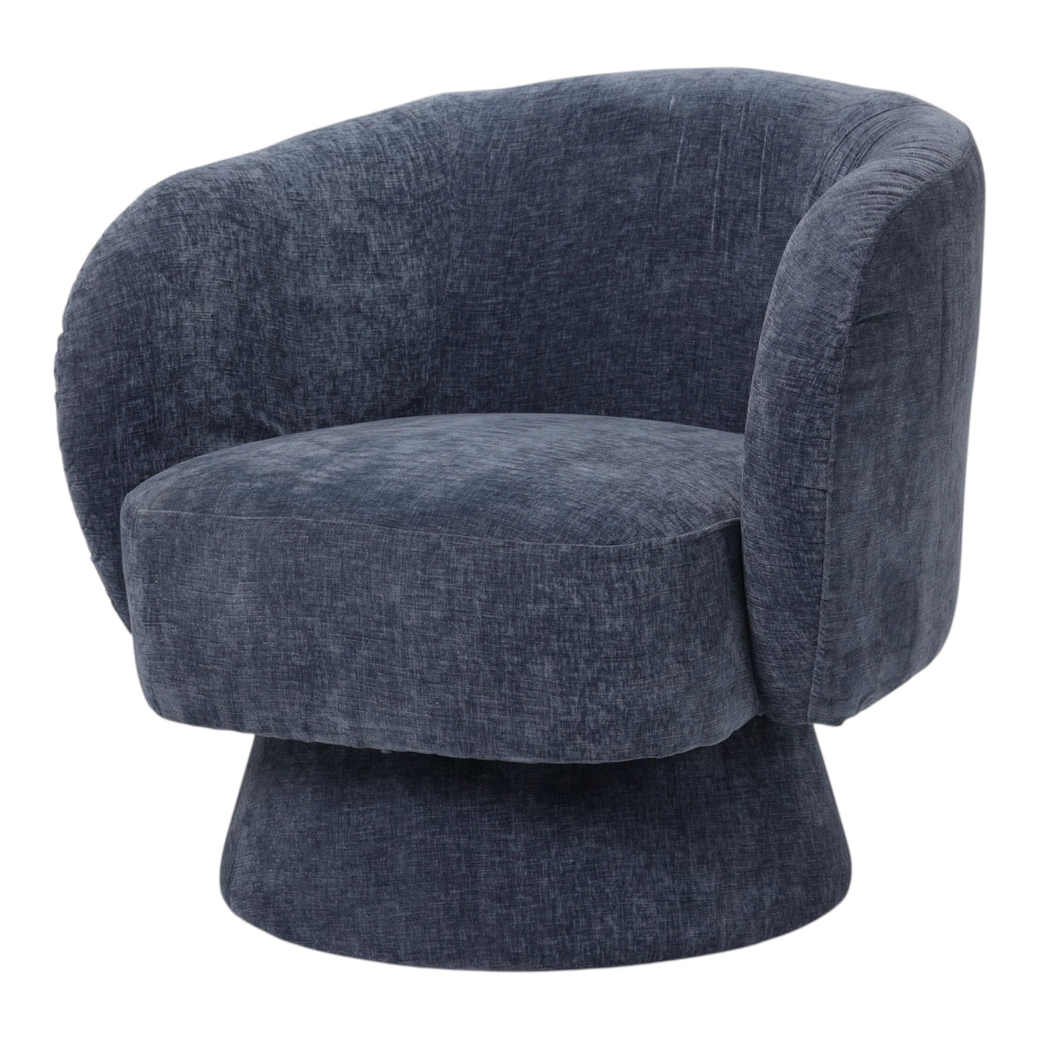 Arm Chairs & Recliners: Interior Ave - Celine Swivel Armchair  Chenille Denim Blue