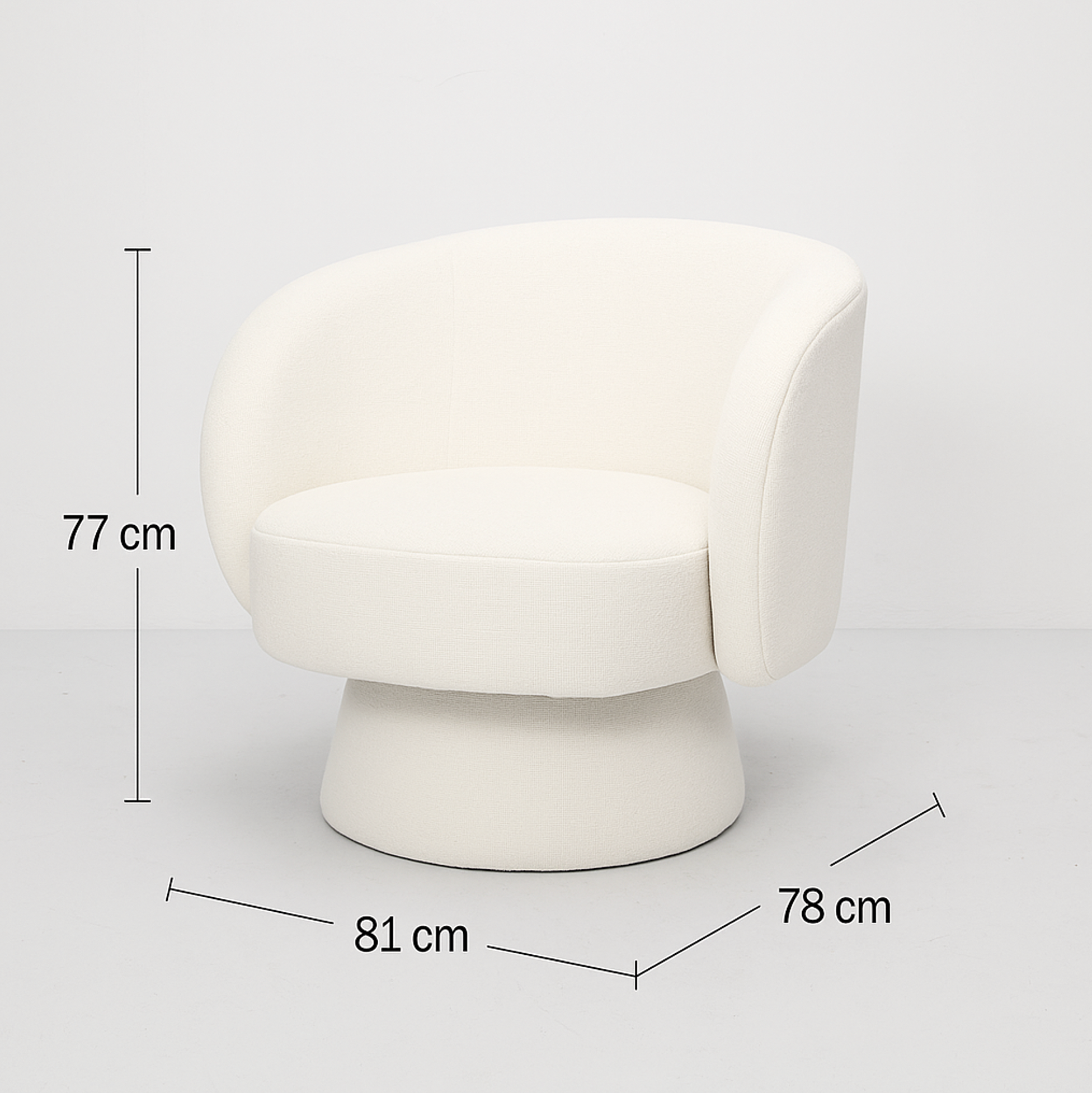 Arm Chairs & Recliners: Interior Ave - Celine Swivel Armchair  Chenille Pearl White