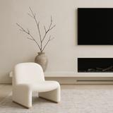 Arm Chairs & Recliners: Interior Ave - Haven Curved Boucle Armchair  Sculptural White
