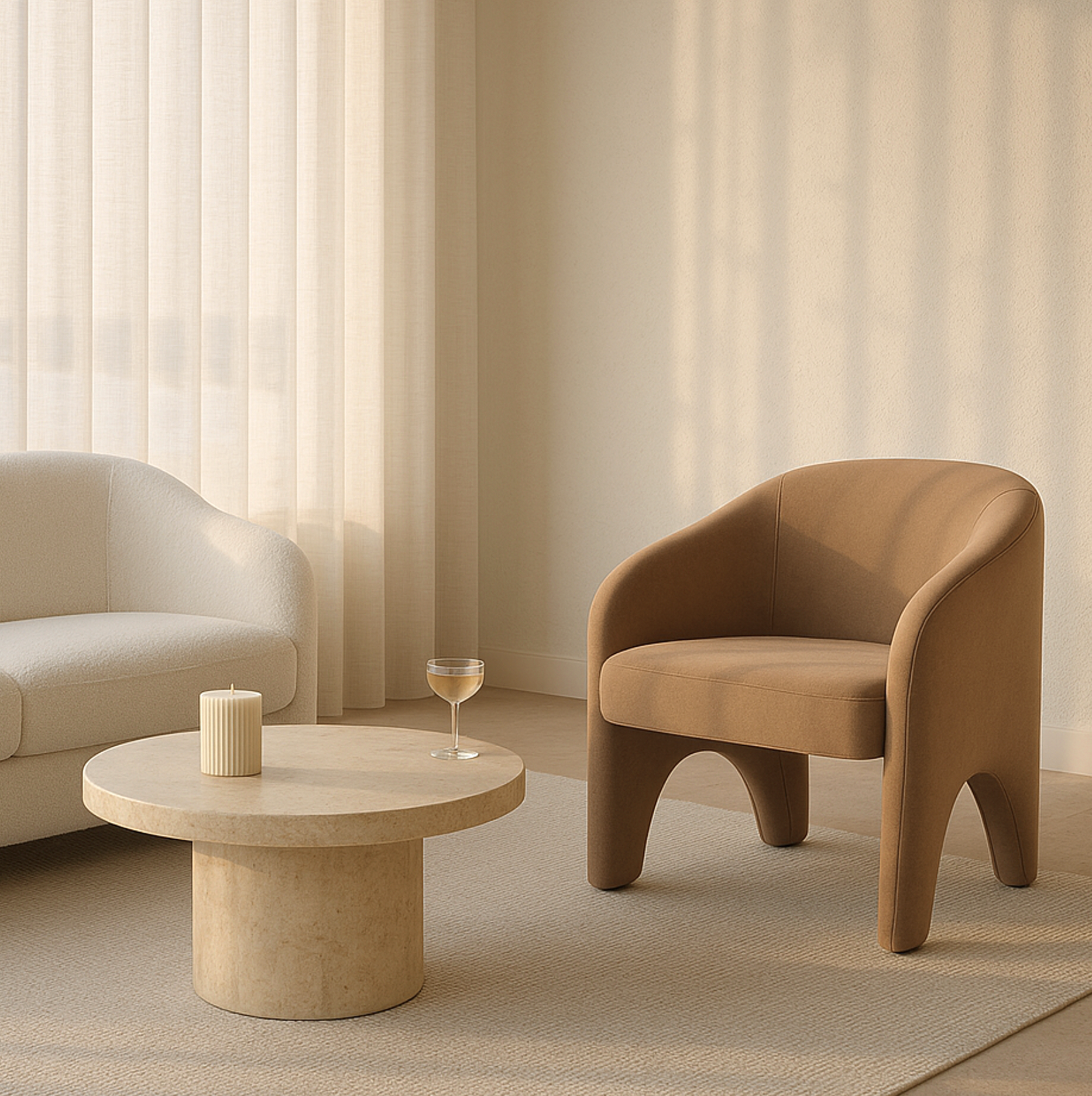 Arm Chairs & Recliners: Interior Ave - Nova Sculptural Accent Chair  Velvet Chocolate