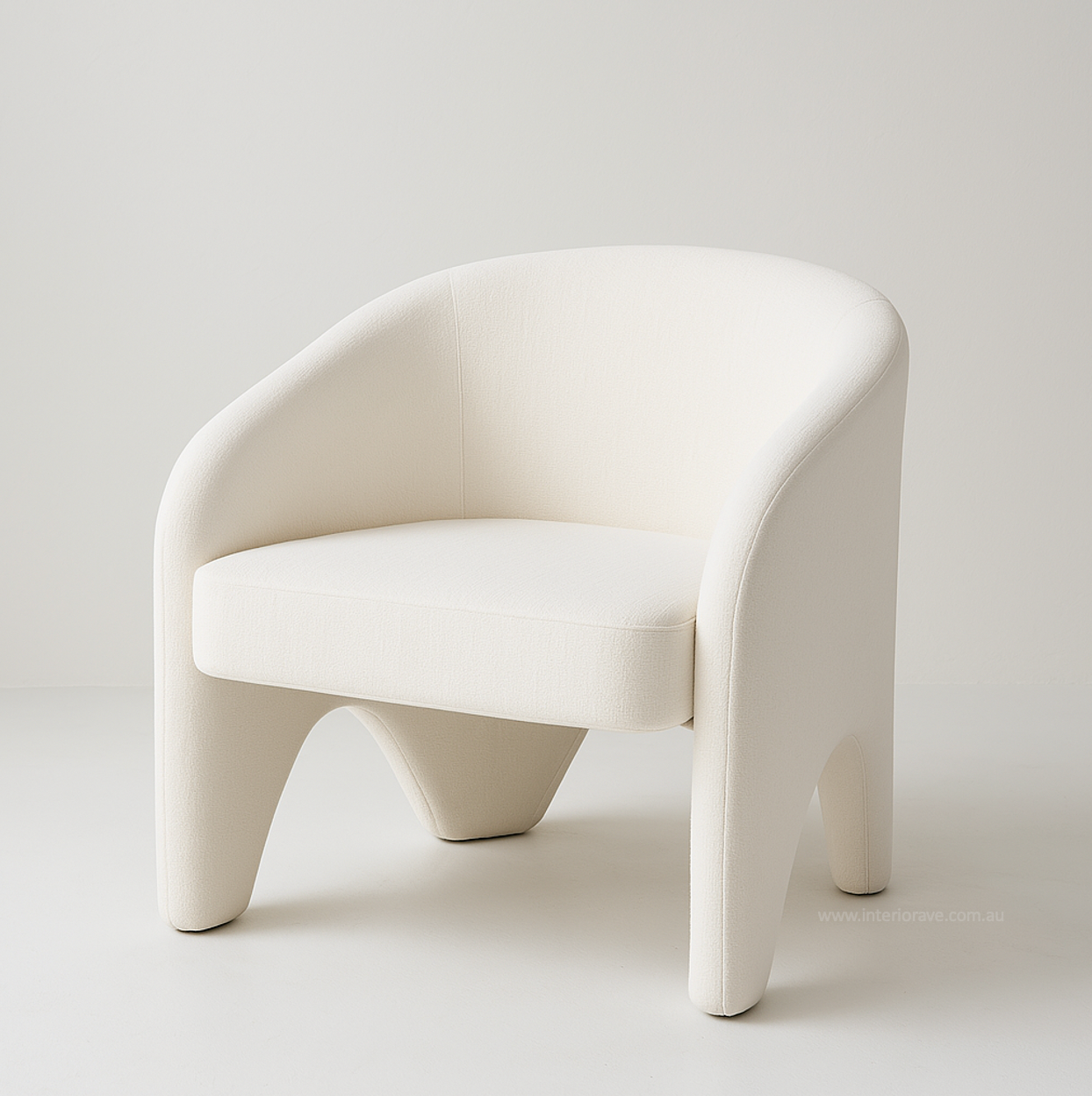 Arm Chairs & Recliners: Interior Ave - Nova Sculptural Accent Chair  White Chenille