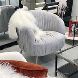 Arm Chairs & Recliners: Interior Ave - Vespa Pleated Velvet Accent Chair  Pearl Grey