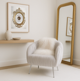 Arm Chairs & Recliners: Interior Ave - Vespa Pleated Velvet Accent Chair  Pearl Grey