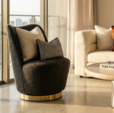 Arm Chairs & Recliners: Interior Ave - Chateau Swivel Accent Chair - Charcoal Boucle