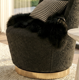 Arm Chairs & Recliners: Interior Ave - Chateau Swivel Accent Chair - Charcoal Boucle