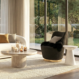 Arm Chairs & Recliners: Interior Ave - Chateau Swivel Accent Chair - Charcoal Boucle