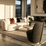 Arm Chairs & Recliners: Interior Ave - Chateau Swivel Accent Chair - Charcoal Boucle