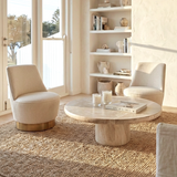 Arm Chairs & Recliners: Interior Ave - Chateau Swivel Accent Chair - Vanilla Oat