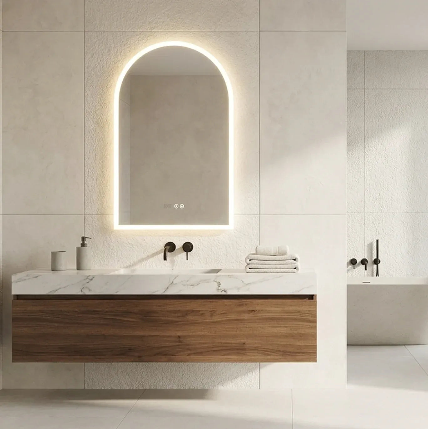 Interior Ave - 90 x 60cm Arched LED Bathroom Mirror
