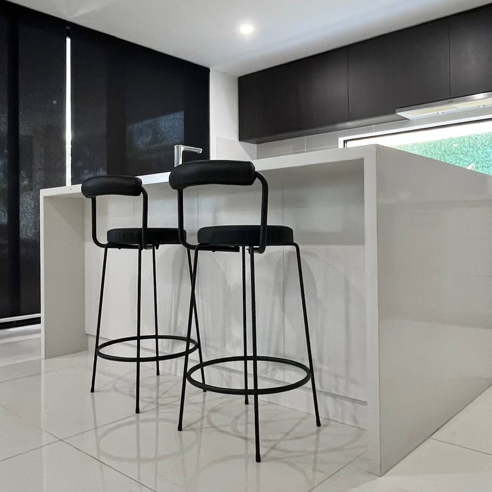 Table & Bar Stools: Interior Ave - Calipo Black Leather Kitchen Bar Stool - Set of 2