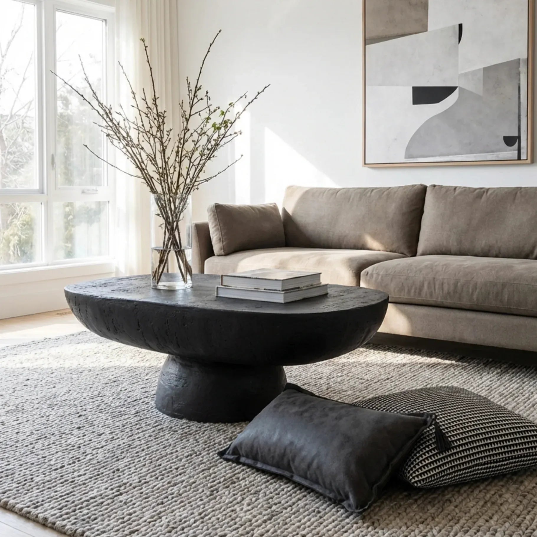 Interior Ave - Korra Sculptural Black Stone Coffee Table