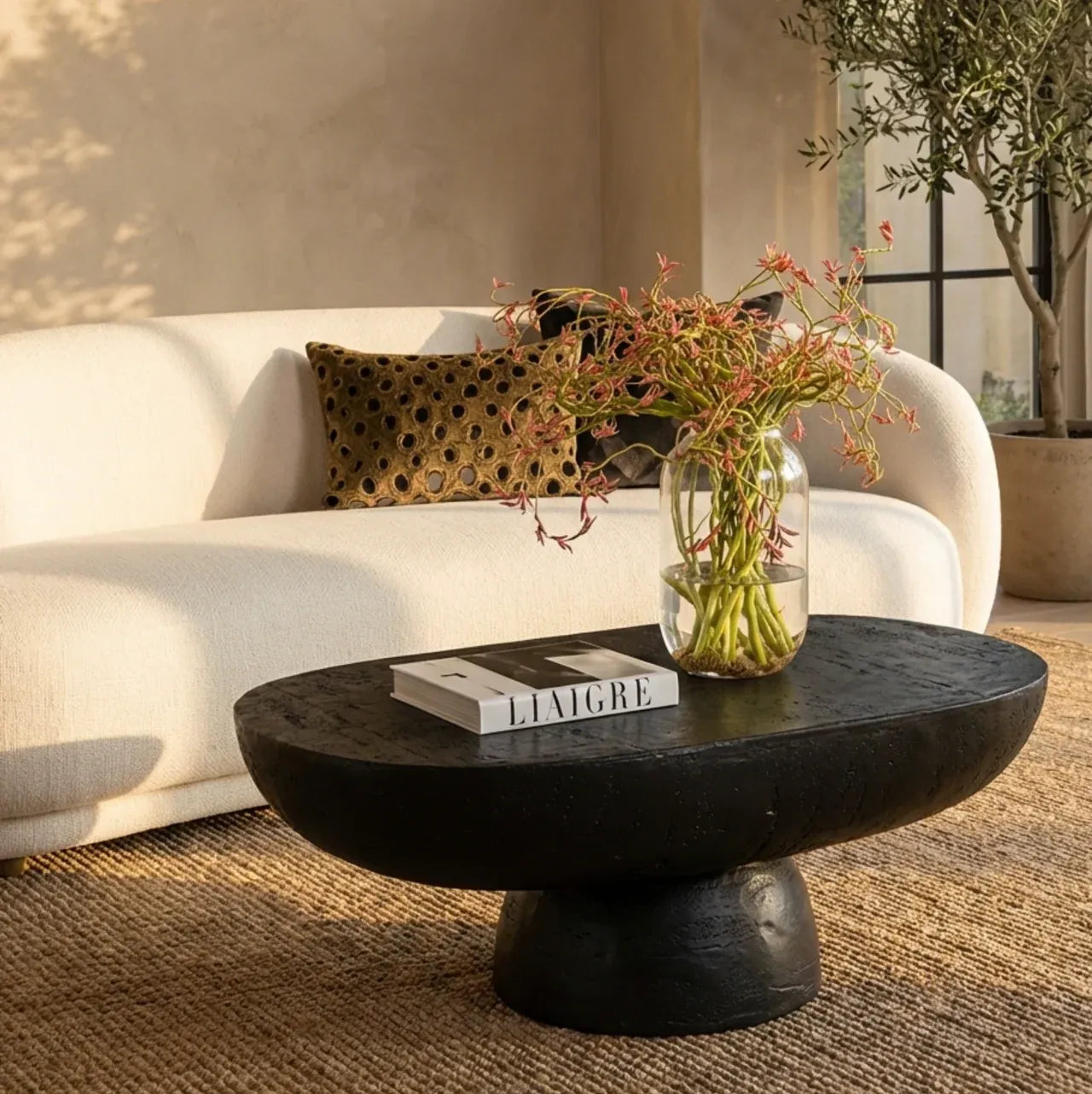 Interior Ave - Korra Sculptural Black Stone Coffee Table