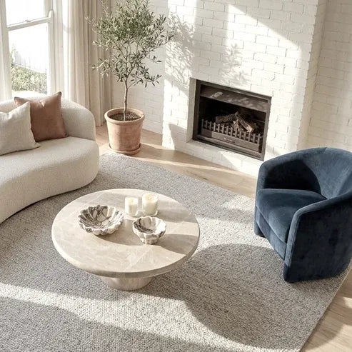 Nobu Round Sculptural Stone Coffee Table - Natural Stone 100cm