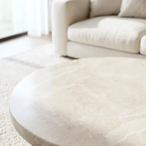 Nobu Round Sculptural Stone Coffee Table - Natural Stone 70cm