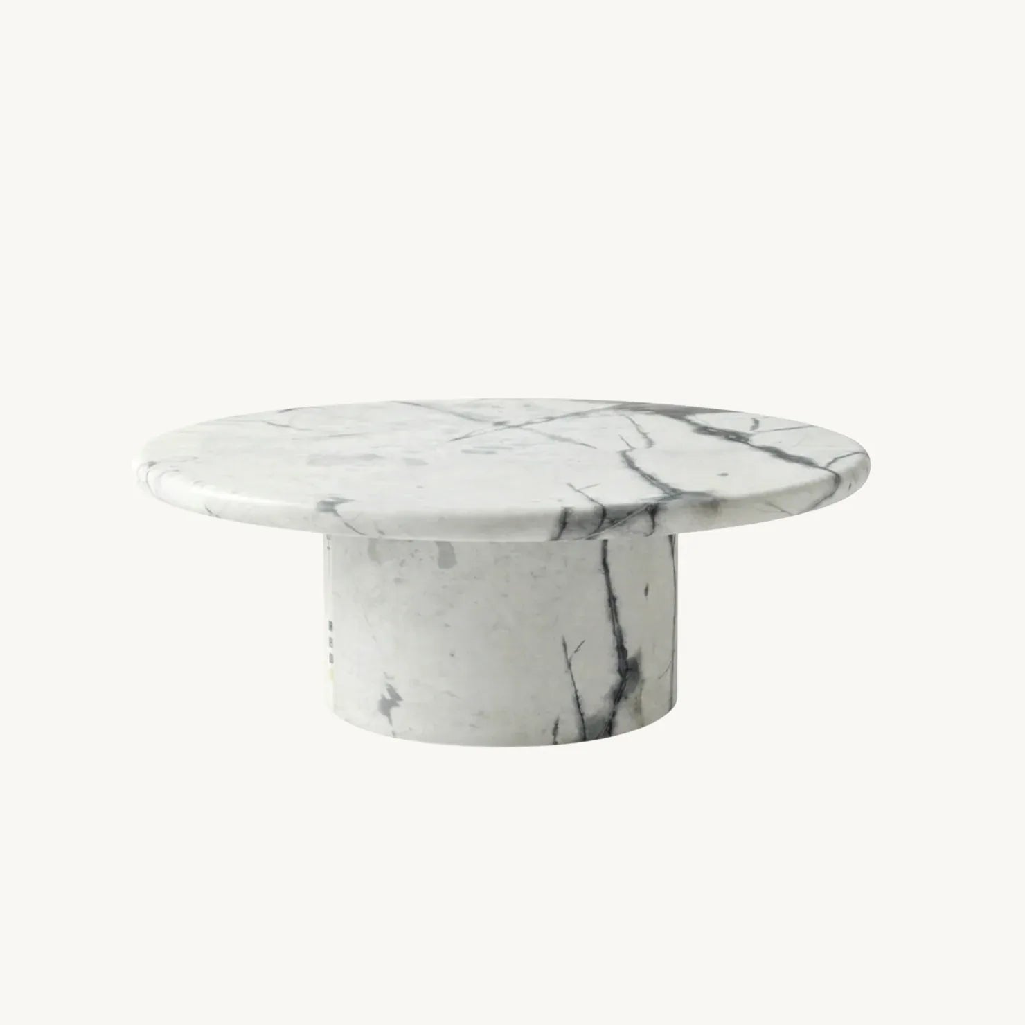 Nobu Round Sculptural Stone Coffee Table - Panda Marble Finish