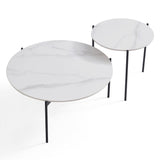 Coffee Tables: Interior Ave - Bianco Nested Coffee Table Set - White Marble Stone